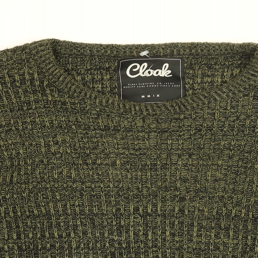 Cloak Mens Green Round Neck Cotton Pullover Jumper Size L Long Sleeve