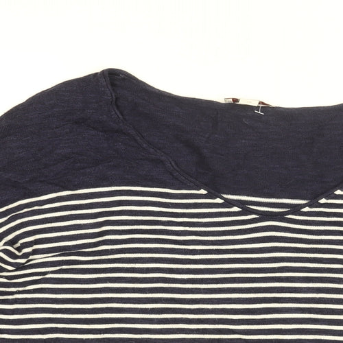 Gap Womens Blue Striped Cotton Basic T-Shirt Size S V-Neck