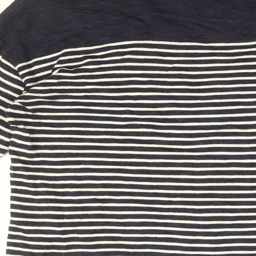 Gap Womens Blue Striped Cotton Basic T-Shirt Size S V-Neck