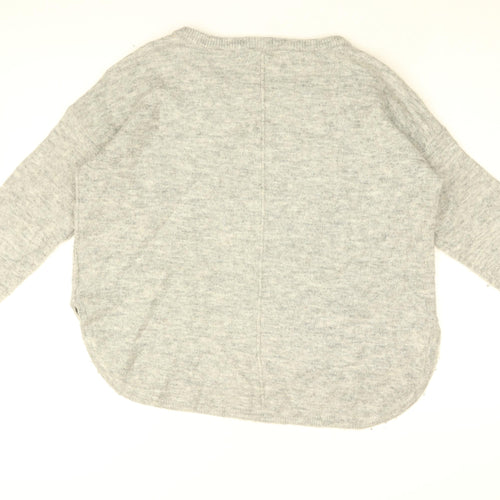 Mint Velvet Womens Grey V-Neck Polyamide Pullover Jumper Size 14