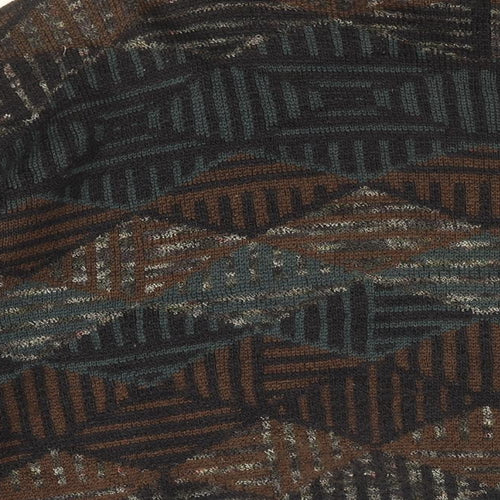 HUGO BOSS Mens Brown Round Neck Geometric Wool Pullover Jumper Size XL Long Sleeve