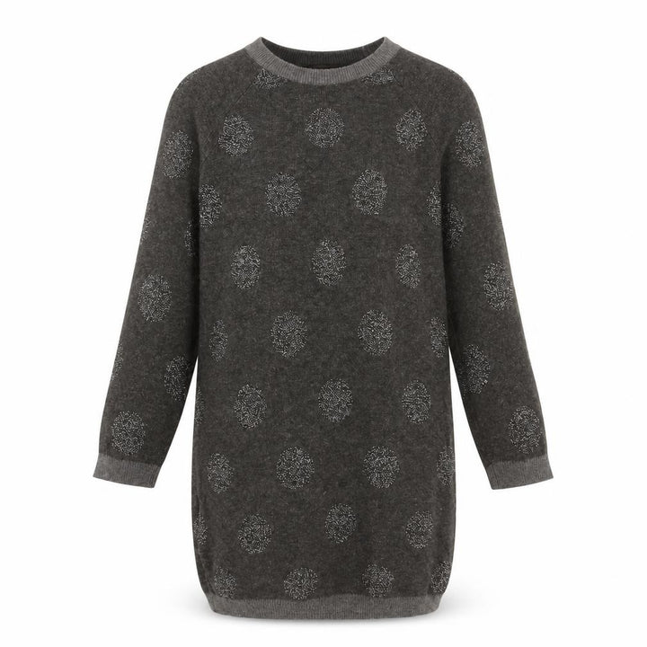 Mango Girls Grey Polka Dot Polyester Jumper Dress Size 7-8 Years Round Neck Pullover