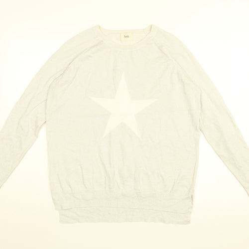 Hush Womens Grey Round Neck Cotton Pullover Jumper Size XS - Star print