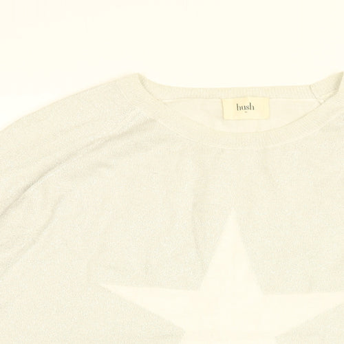 Hush Womens Grey Round Neck Cotton Pullover Jumper Size XS - Star print