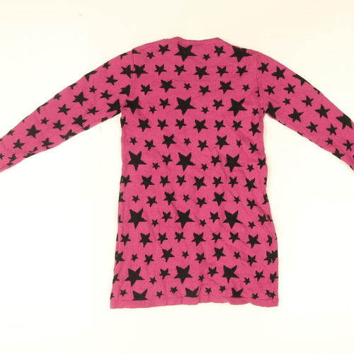 Lupilu Girls Pink Geometric Cotton Basic T-Shirt Size 12-18 Months Round Neck Button - Star print
