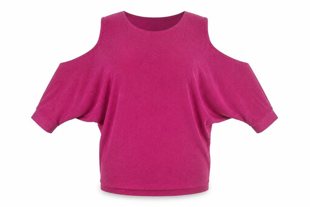Front view of Phase Eight women’s purple viscose basic t-shirt, size L, round neck