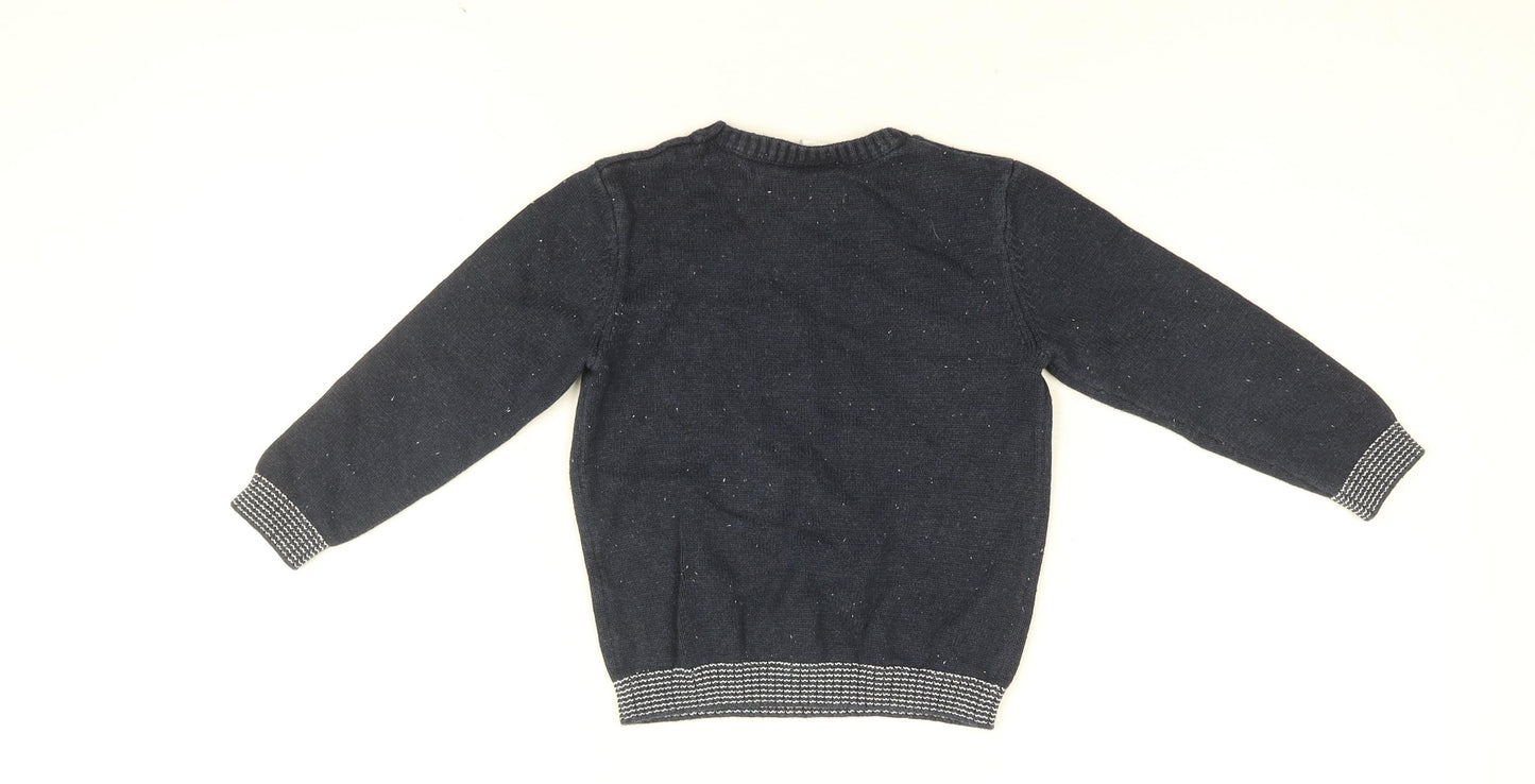 The White Company Boys Blue Round Neck Cotton Pullover Jumper Size 3-4 Years Pullover - Reindeer, Rudolph