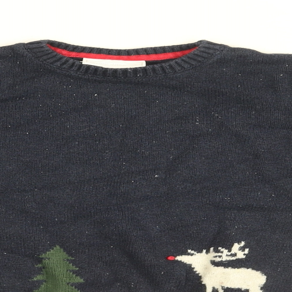 The White Company Boys Blue Round Neck Cotton Pullover Jumper Size 3-4 Years Pullover - Reindeer, Rudolph