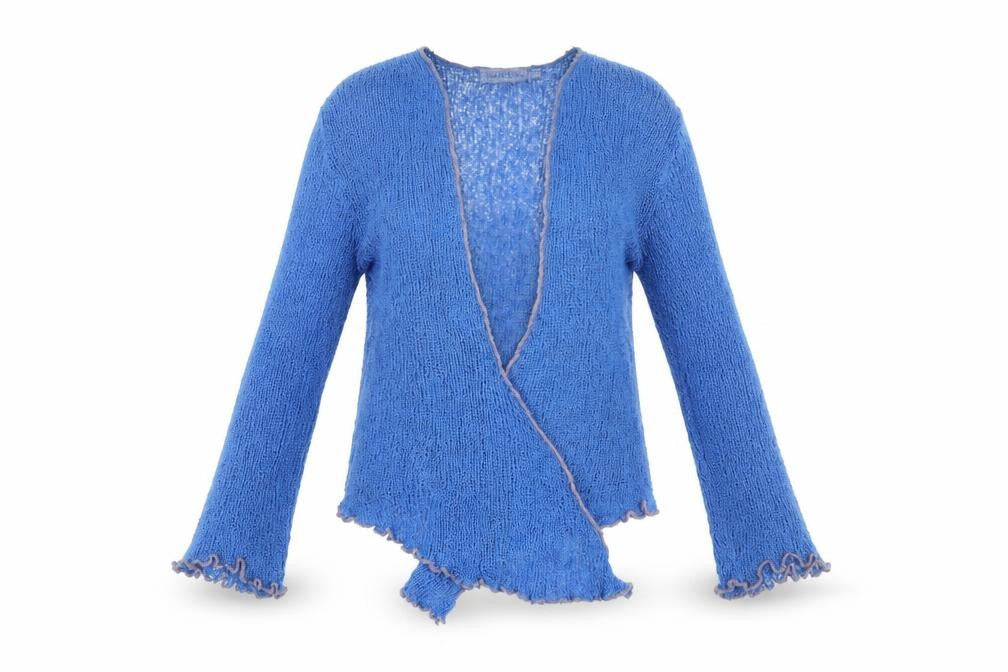 Bali Baik Womens Blue V-Neck Polyamide Cardigan Jumper One Size