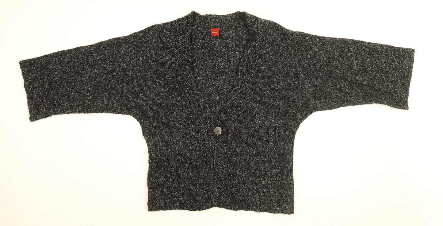 Olsen Womens Black V-Neck Acrylic Cardigan Jumper Size 16