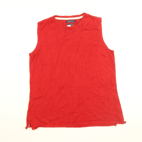 Tommy Hilfiger Womens Red Cotton Basic T-Shirt Size L Round Neck