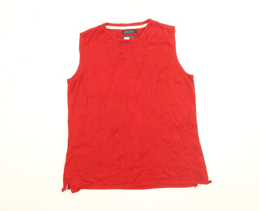 Tommy Hilfiger Womens Red Cotton Basic T-Shirt Size L Round Neck