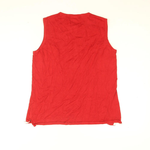 Tommy Hilfiger Womens Red Cotton Basic T-Shirt Size L Round Neck