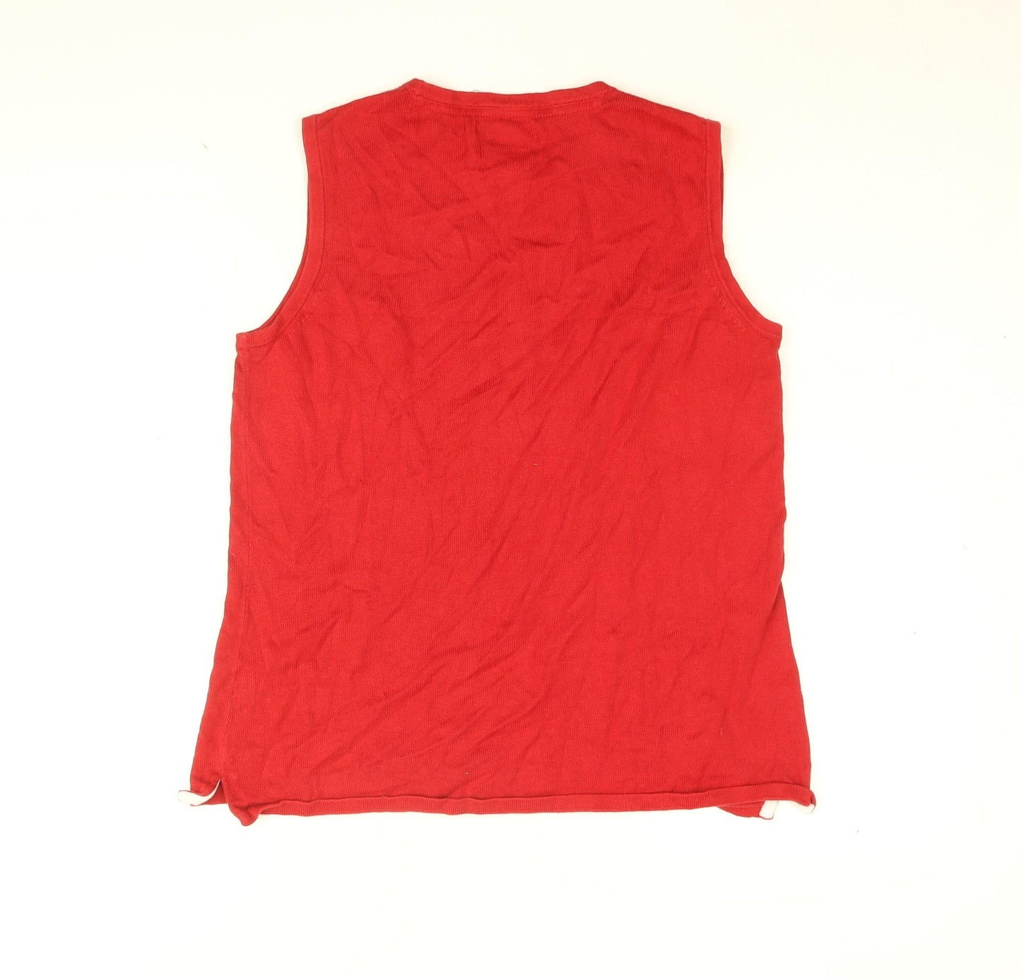 Tommy Hilfiger Womens Red Cotton Basic T-Shirt Size L Round Neck