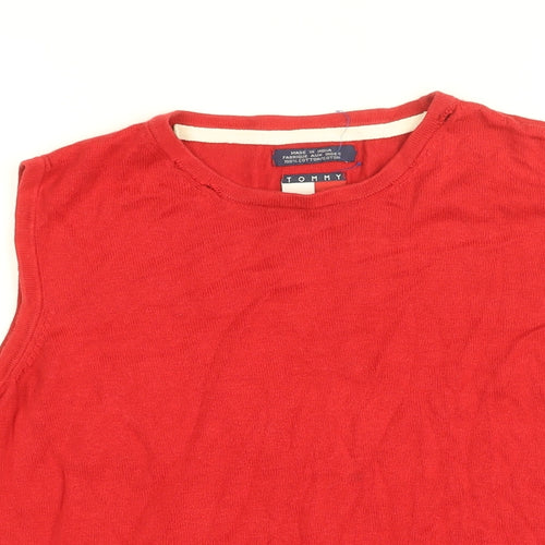 Tommy Hilfiger Womens Red Cotton Basic T-Shirt Size L Round Neck