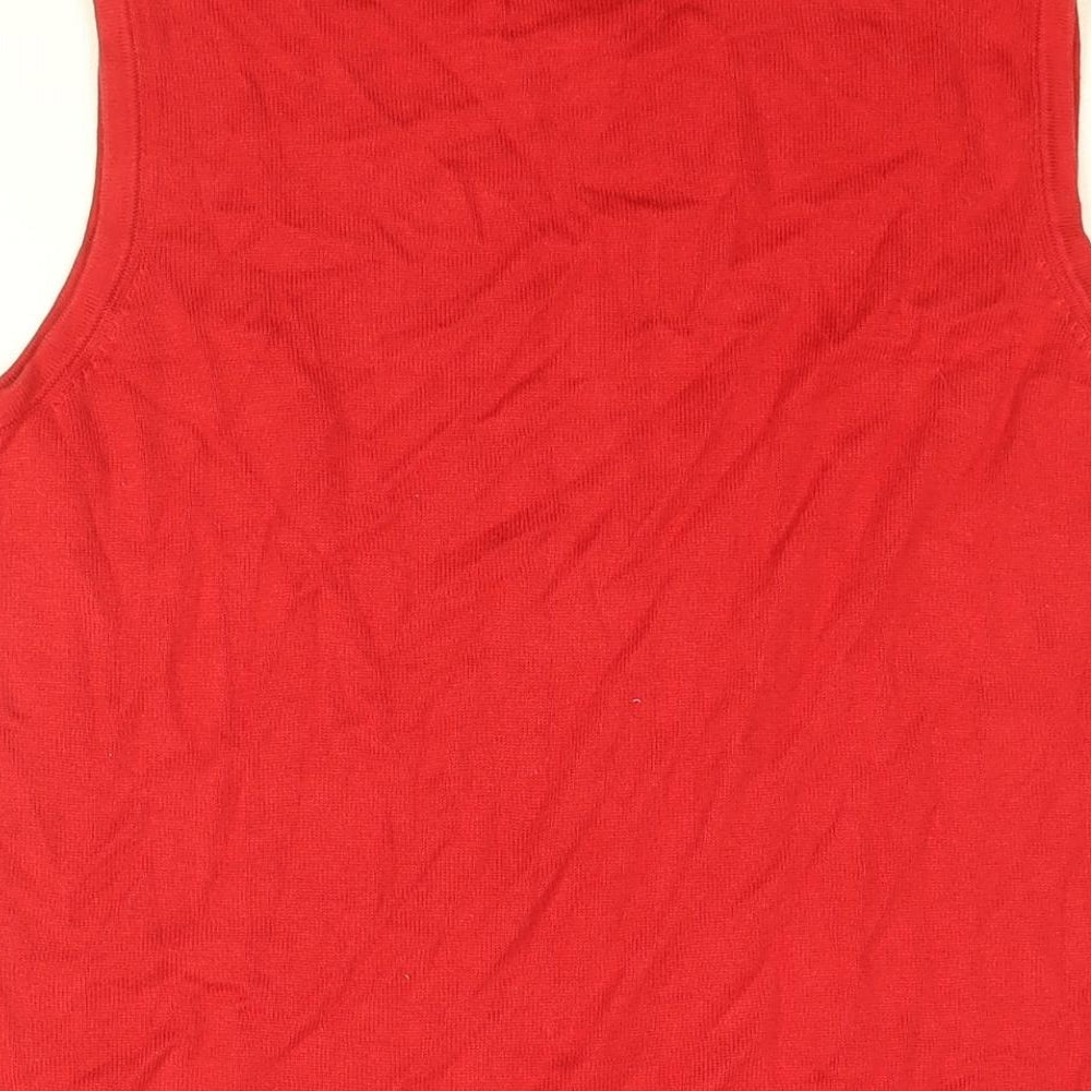 Tommy Hilfiger Womens Red Cotton Basic T-Shirt Size L Round Neck
