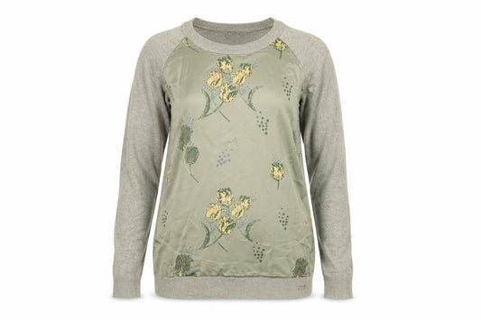 Front view of Next women’s grey floral nylon basic blouse, size M, round neck