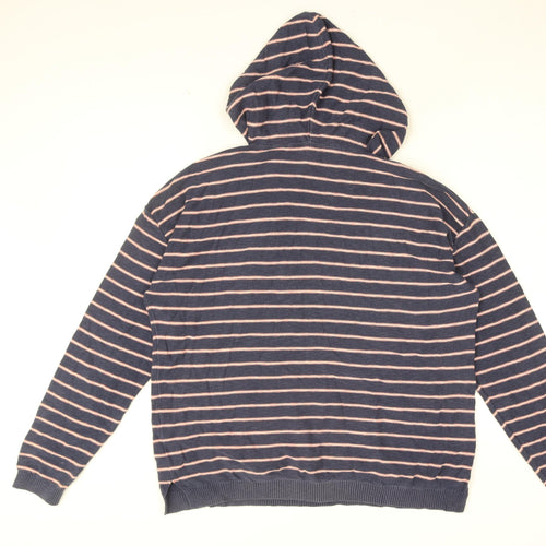 Fat Face Womens Blue Striped Cotton Pullover Hoodie Size 14 Pullover