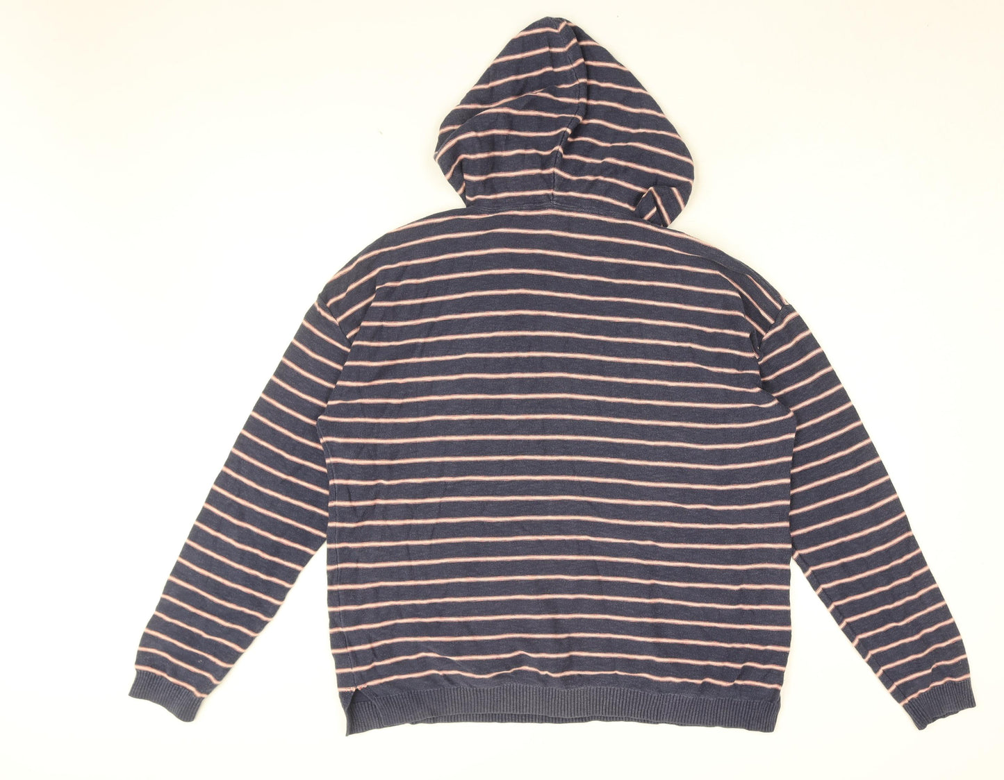 Fat Face Womens Blue Striped Cotton Pullover Hoodie Size 14 Pullover