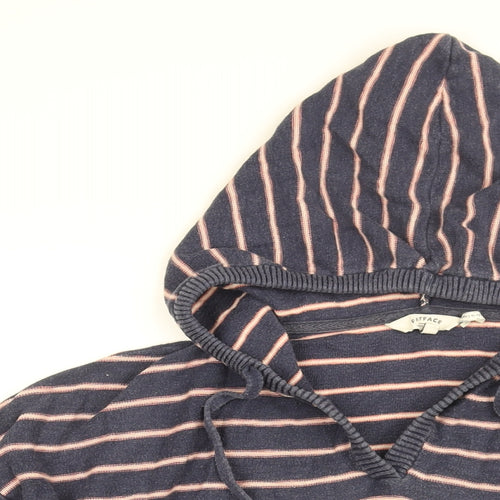 Fat Face Womens Blue Striped Cotton Pullover Hoodie Size 14 Pullover