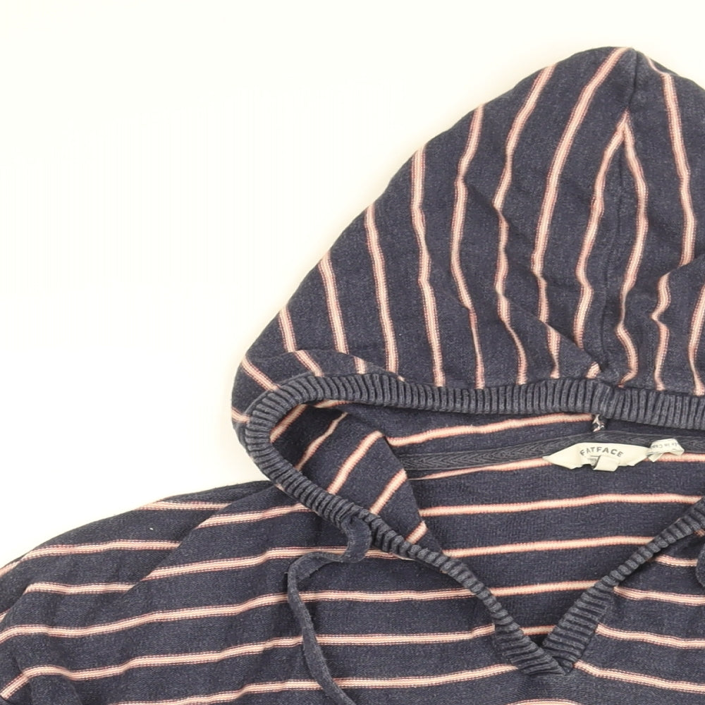 Fat Face Womens Blue Striped Cotton Pullover Hoodie Size 14 Pullover