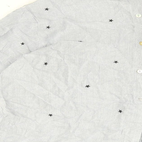 Label Lab Womens Blue Striped Viscose Basic Button-Up Size 10 Collared - Star print
