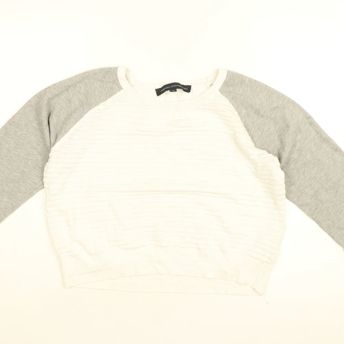 French Connection Womens White Cotton Basic T-Shirt Size S Round Neck