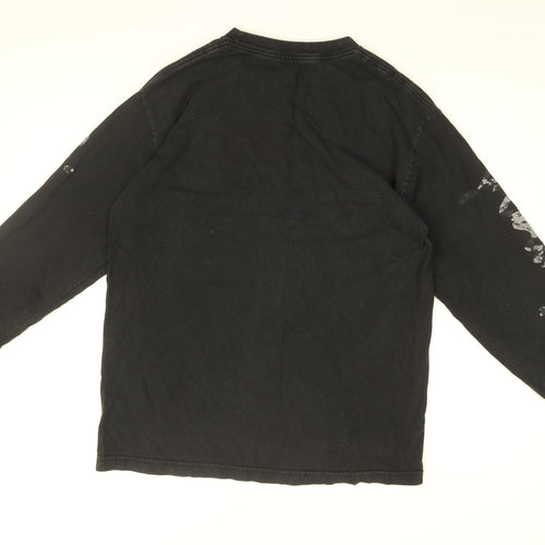 Diamond Mens Black Cotton T-Shirt Size L Round Neck - Diamond Logo