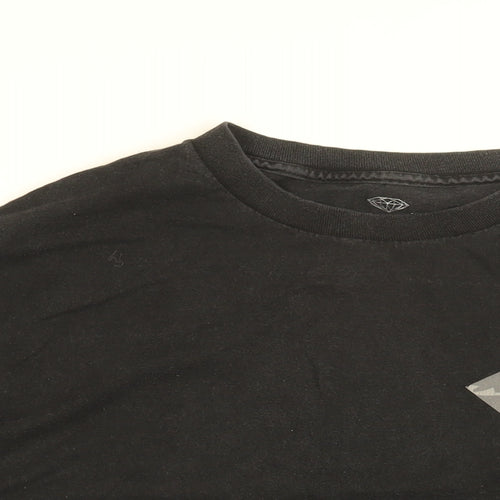 Diamond Mens Black Cotton T-Shirt Size L Round Neck - Diamond Logo