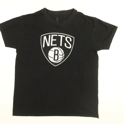 NBA Mens Black Cotton T-Shirt Size S Round Neck - NETS