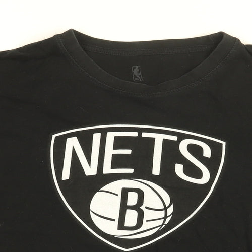 NBA Mens Black Cotton T-Shirt Size S Round Neck - NETS