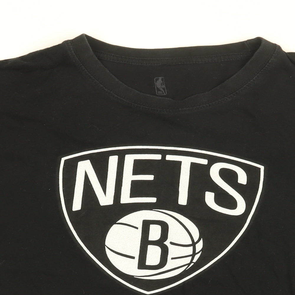 NBA Mens Black Cotton T-Shirt Size S Round Neck - NETS