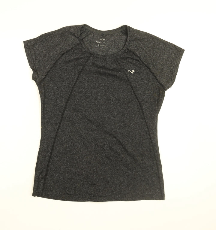 Only Play Womens Black Polyester Basic T-Shirt Size L Round Neck Pullover