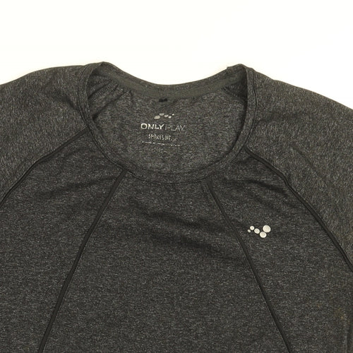 Only Play Womens Black Polyester Basic T-Shirt Size L Round Neck Pullover