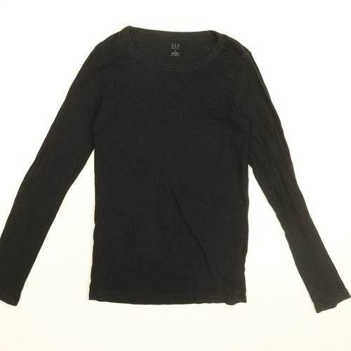 Gap Womens Black Cotton Basic T-Shirt Size S Round Neck