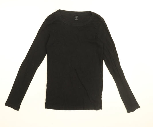 Gap Womens Black Cotton Basic T-Shirt Size S Round Neck