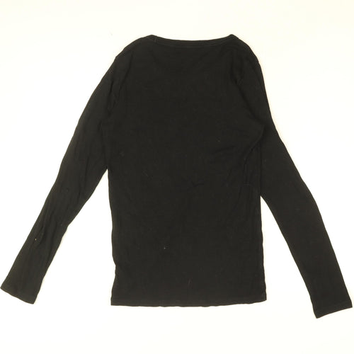 Gap Womens Black Cotton Basic T-Shirt Size S Round Neck