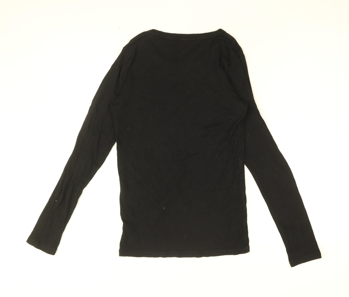 Gap Womens Black Cotton Basic T-Shirt Size S Round Neck