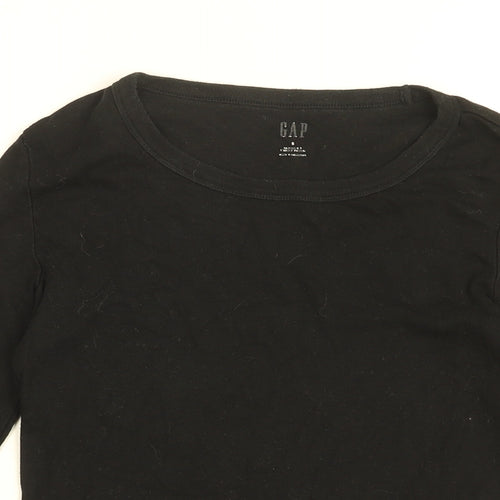 Gap Womens Black Cotton Basic T-Shirt Size S Round Neck