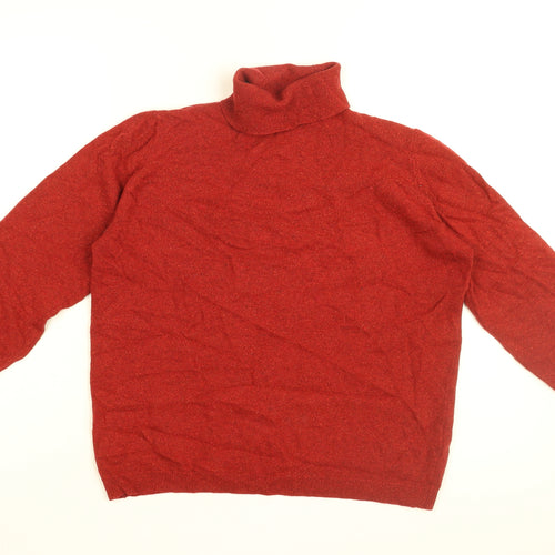 St Michael Womens Red Roll Neck Wool Pullover Jumper Size 14