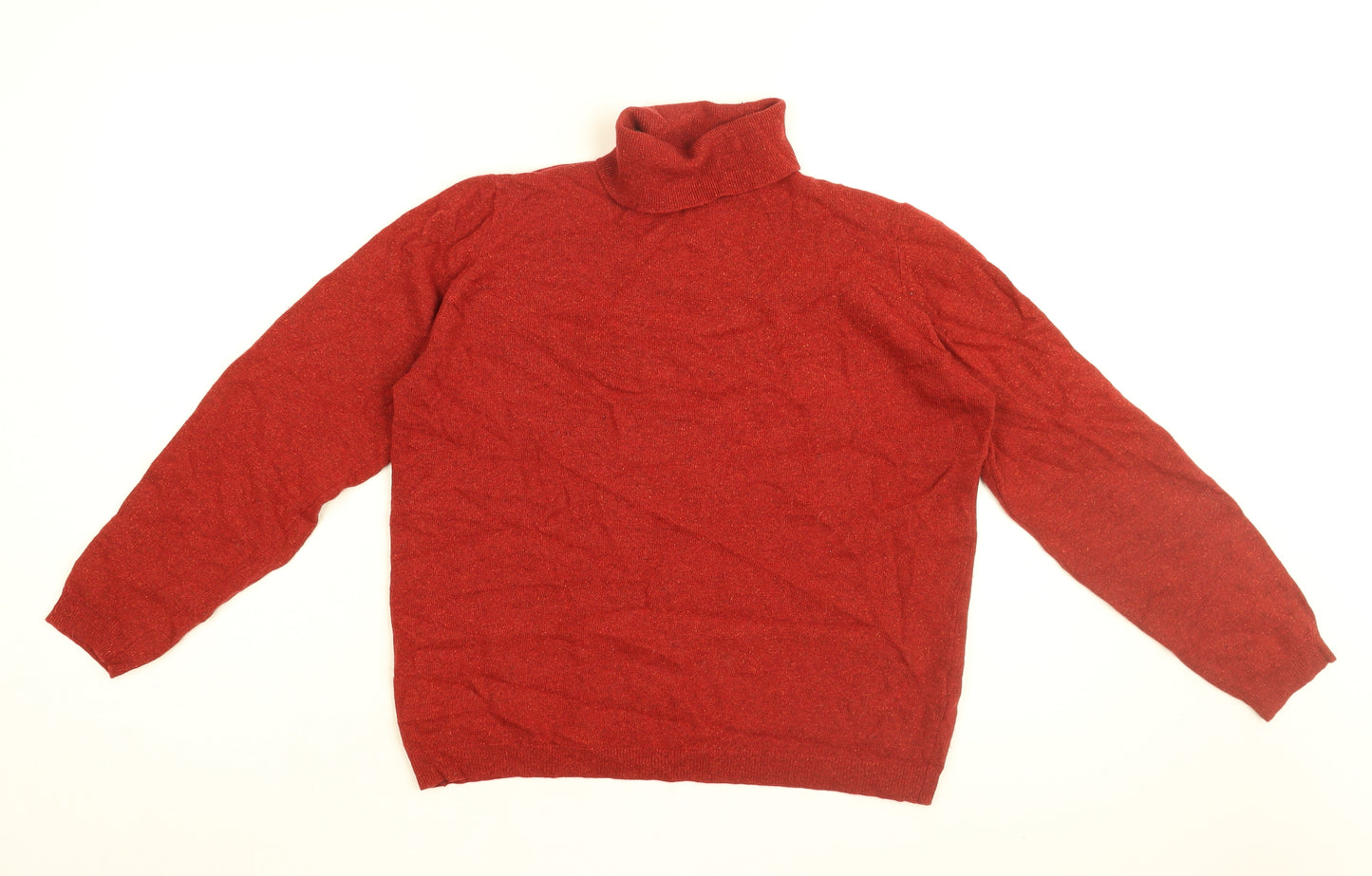 St Michael Womens Red Roll Neck Wool Pullover Jumper Size 14