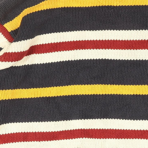 Tommy Hilfiger Mens Blue Round Neck Striped Cotton Pullover Jumper Size M Long Sleeve