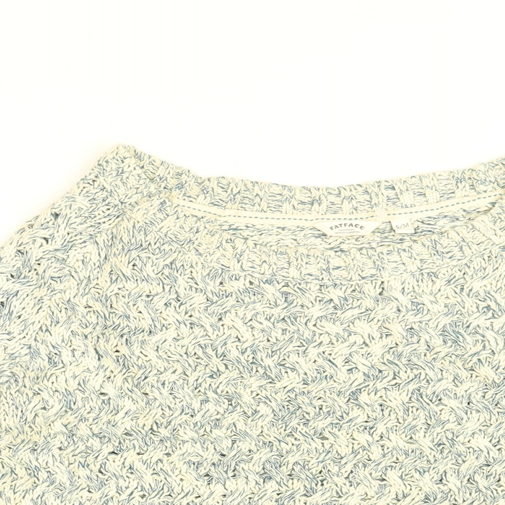 Fat Face Womens Blue Round Neck Cotton Pullover Jumper Size S - Size S-M