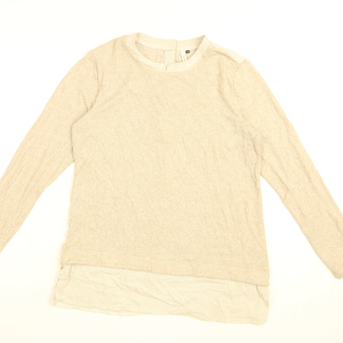 Maison De Nimes Womens Beige Viscose Basic T-Shirt Size 12 Round Neck