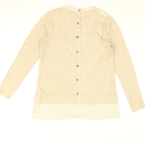 Maison De Nimes Womens Beige Viscose Basic T-Shirt Size 12 Round Neck