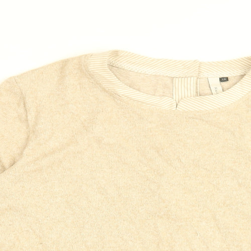 Maison De Nimes Womens Beige Viscose Basic T-Shirt Size 12 Round Neck