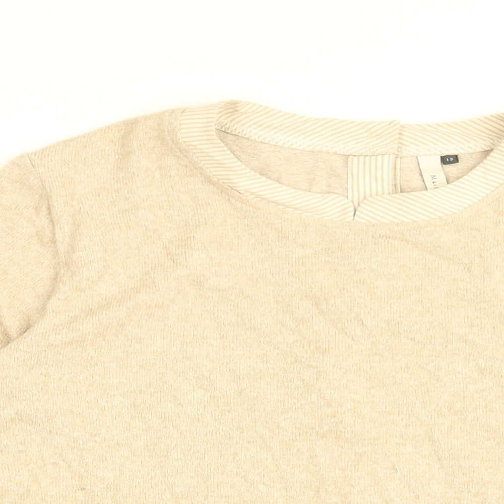 Maison De Nimes Womens Beige Viscose Basic T-Shirt Size 12 Round Neck