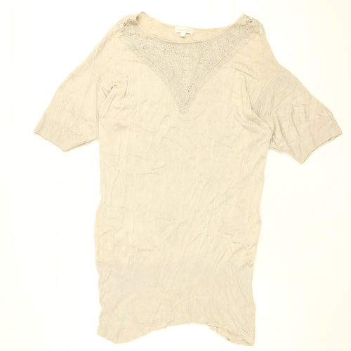 Monsoon Womens Beige Viscose Shift Size XL Round Neck Pullover
