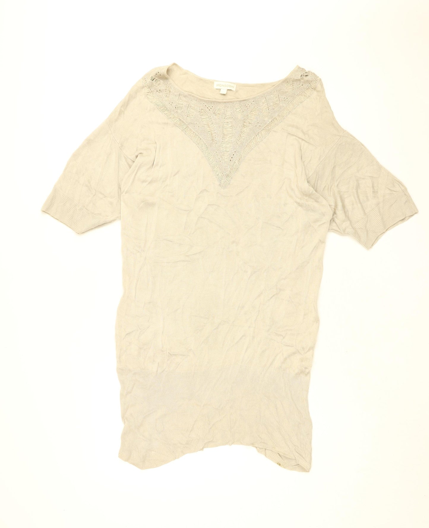 Monsoon Womens Beige Viscose Shift Size XL Round Neck Pullover