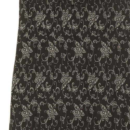 Laura Ashley Womens Black Floral Cotton Shift Size M Round Neck Pullover